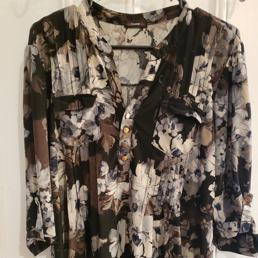 Black dress shirt with flowers